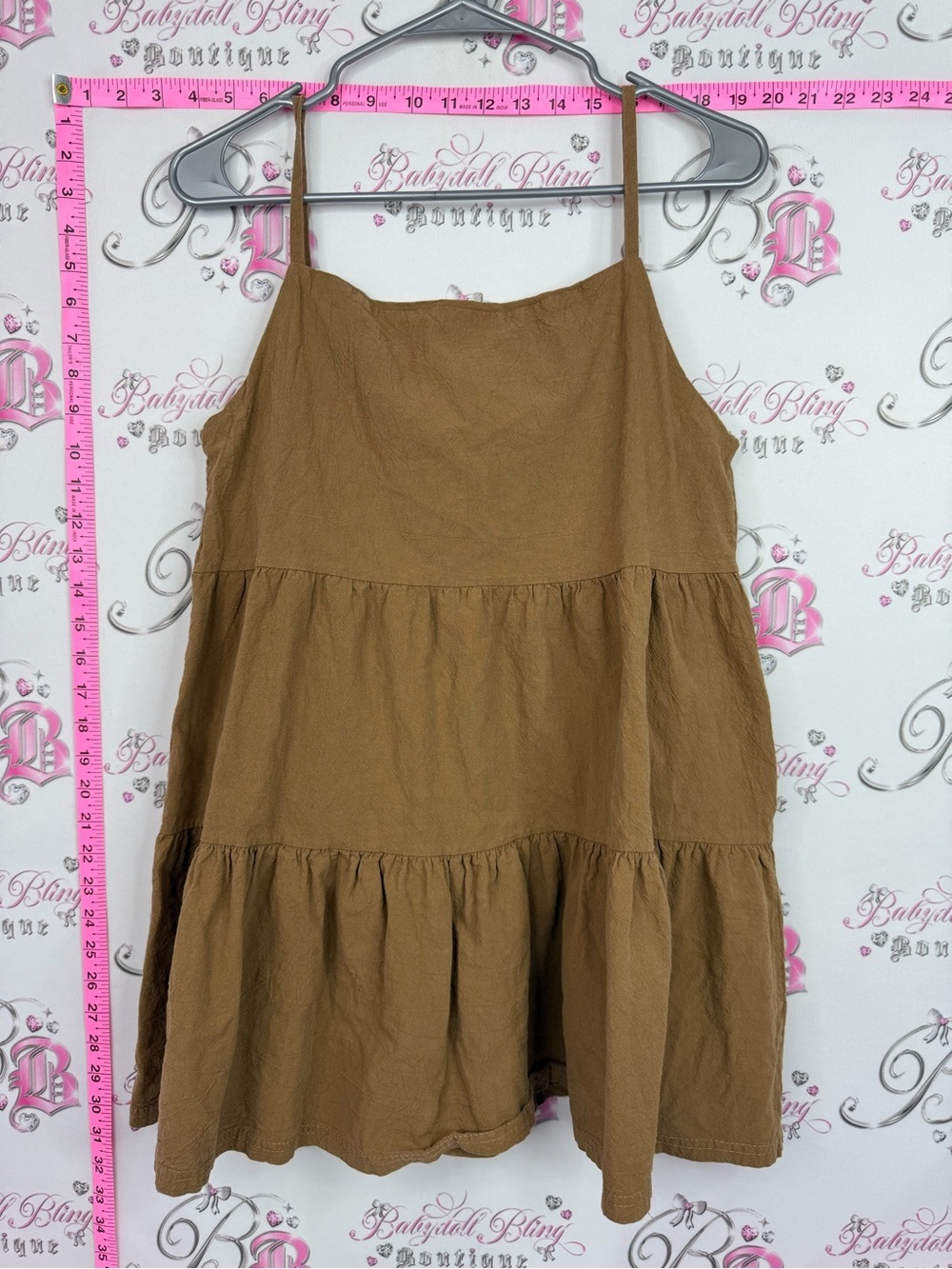 Oak fort tank top ruffle Tiered Spaghetti Strap in Brown